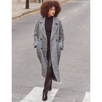 Sosandar Women's Herringbone Longline Tailored Coat - 14 - Grey Mix, Grey Mix | Marks & Spencer (UK)