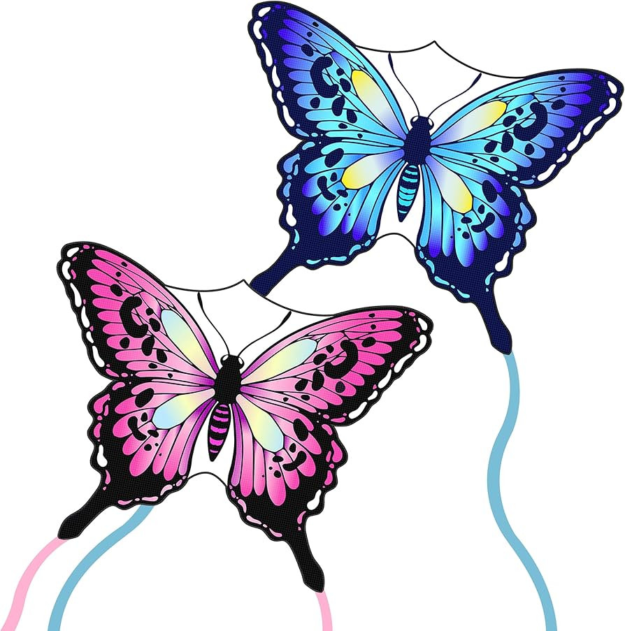 JEKOSEN 2 Pack Butterfly Kite for Kids and Adults Easy to Fly Single Line String with Tail for Be... | Amazon (US)
