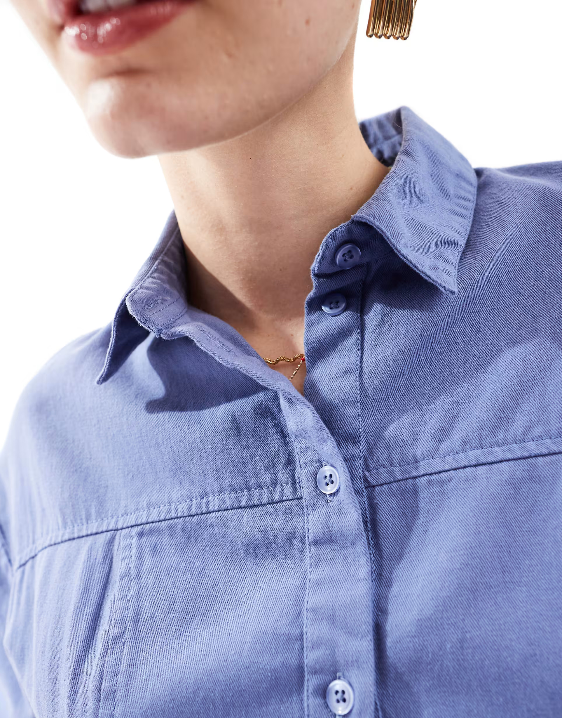 ASOS DESIGN twill mini shirt dress in mid blue | ASOS (Global)