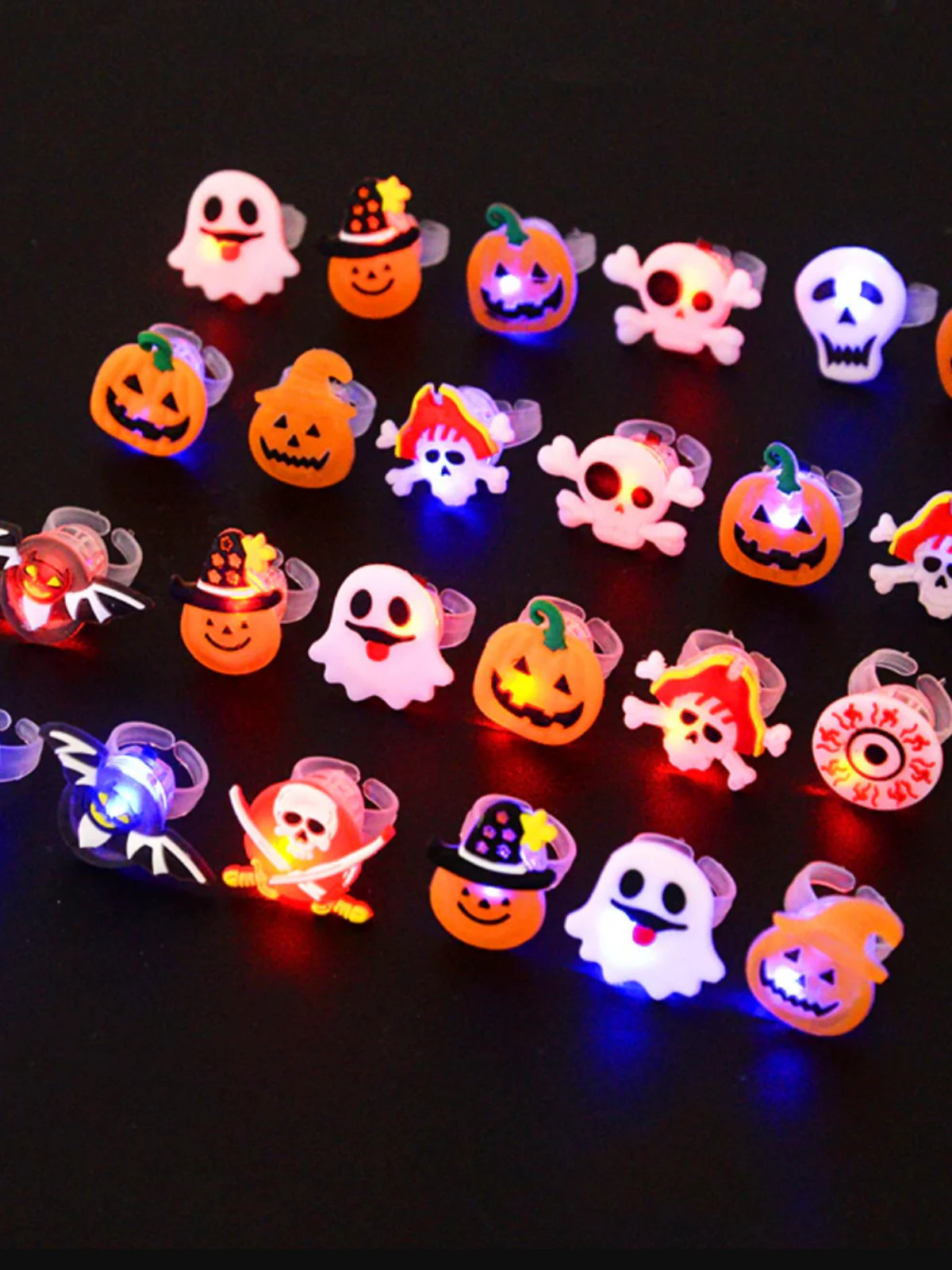 Glow and Behold LED Halloween Rings Multicolor / 10 Pieces | Mia Belle Girls
