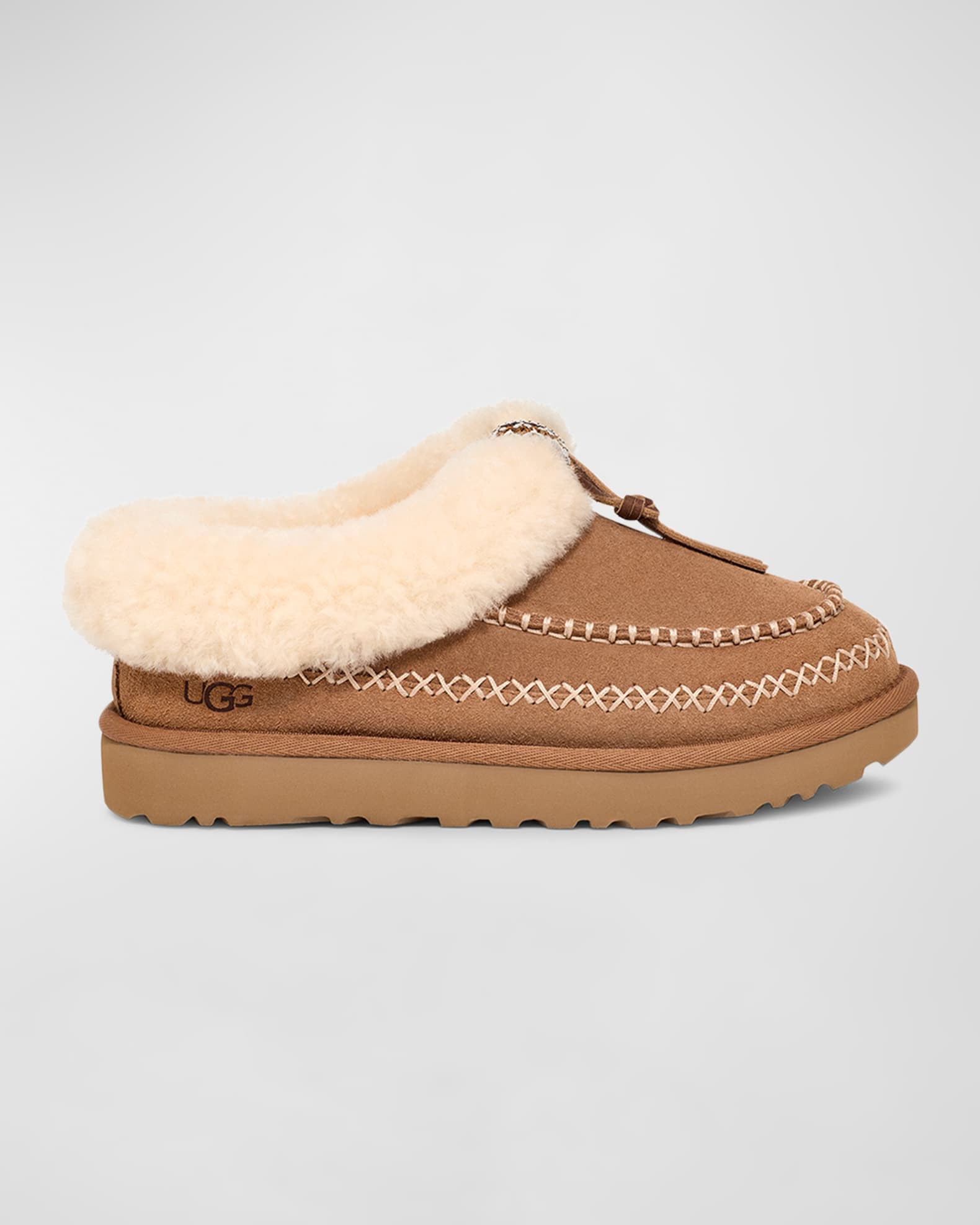 UGG Tasman Suede Shearling Cozy Slippers | Neiman Marcus