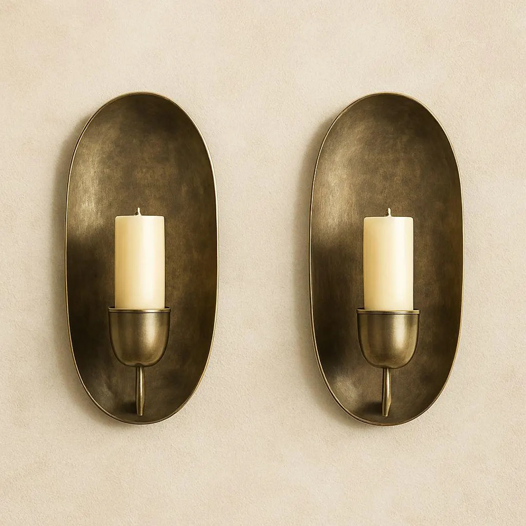 Vintage Brass Wall Candle Sconces Set of 2 , Handmade Metal Candle Holders. - Etsy | Etsy (US)