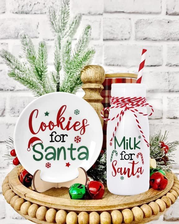 Nefelibata Christmas Tiered Tray Decor, Mini Cookies for Santa Plate Milk Jar Set, Ceramics Xmas ... | Amazon (US)