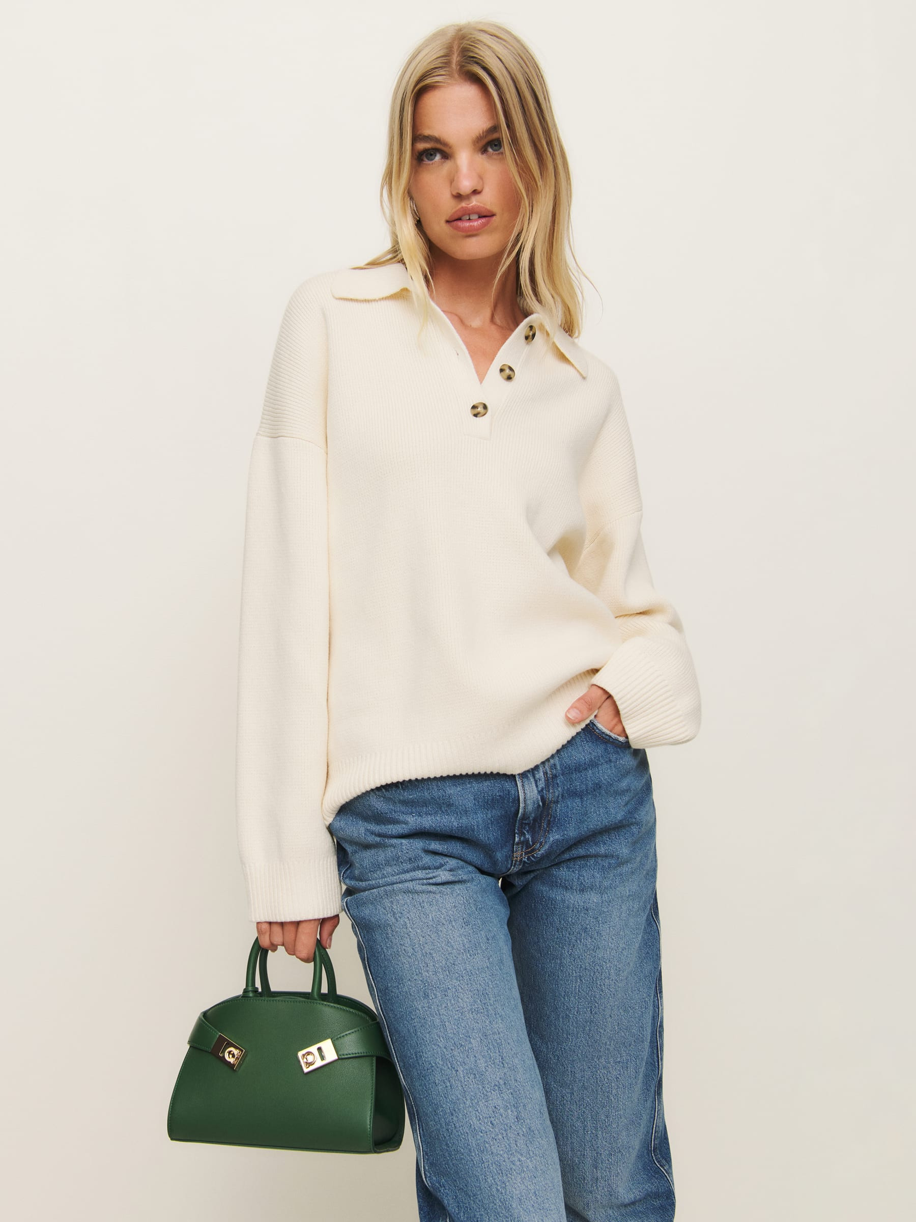 Brooklyn Cotton Polo Sweater | Reformation (Global)