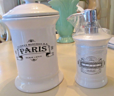 New unused large Paris apothecary jar and a Paris soap lotion pump dispenser | eBay US