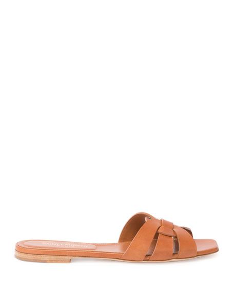 Woven Leather Sandal Slide | Neiman Marcus
