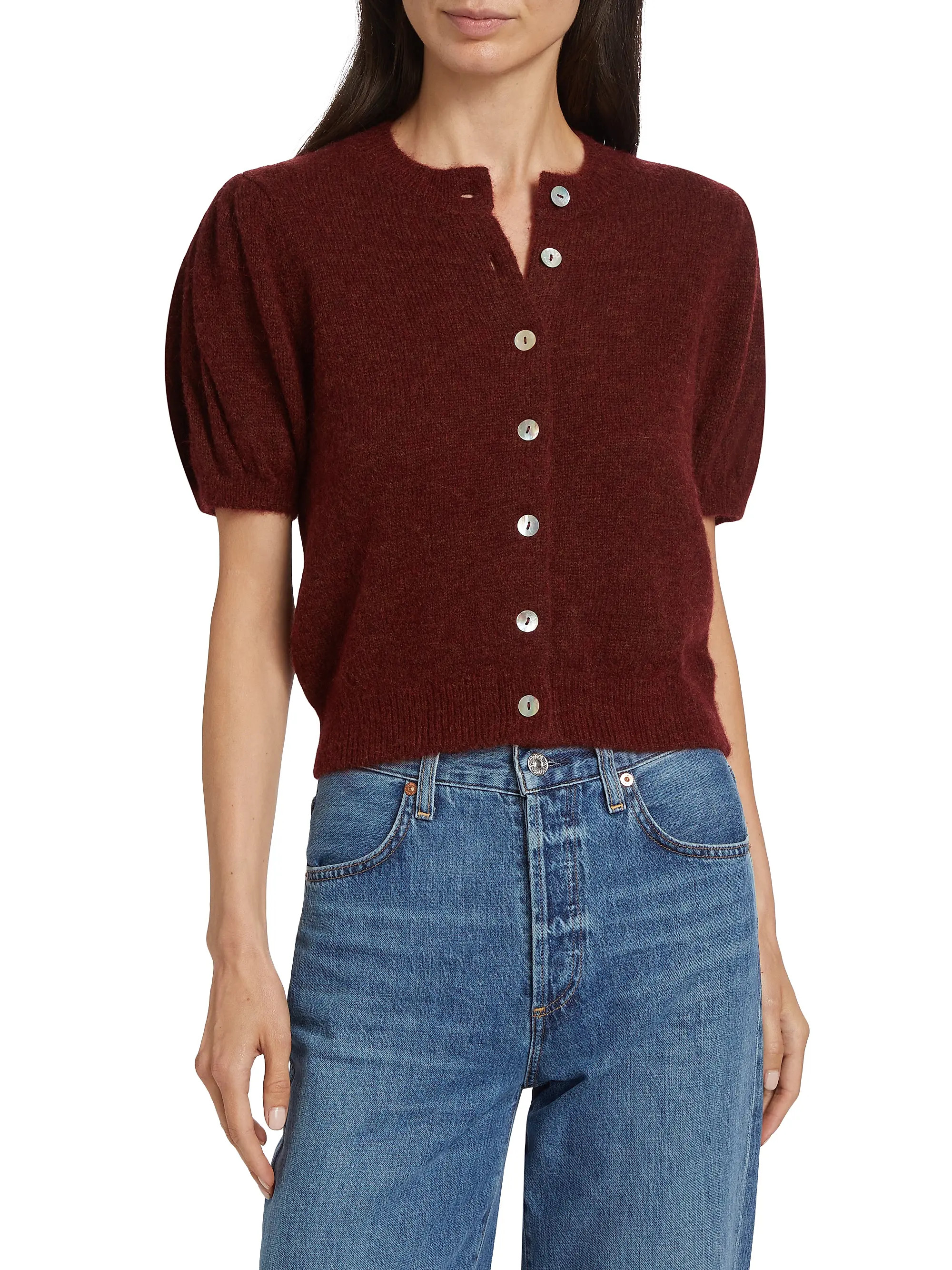 BEST SELLERDÔENAnisa Alpaca-Wool Puff-Sleeve Cardigan | Saks Fifth Avenue