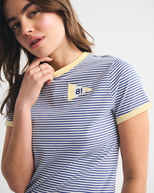 Women's Short-Sleeve Nautical Graphic Skimming Tee | Women's Tops | Abercrombie.com | Abercrombie & Fitch (US)
