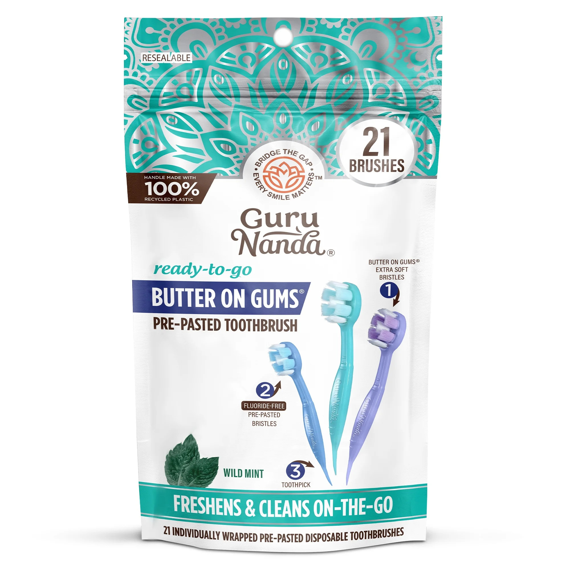 GuruNanda Butter on Gums Mini Travel Toothbrushes with Toothpaste - Extra Soft Bristles - 21 Coun... | Walmart (US)