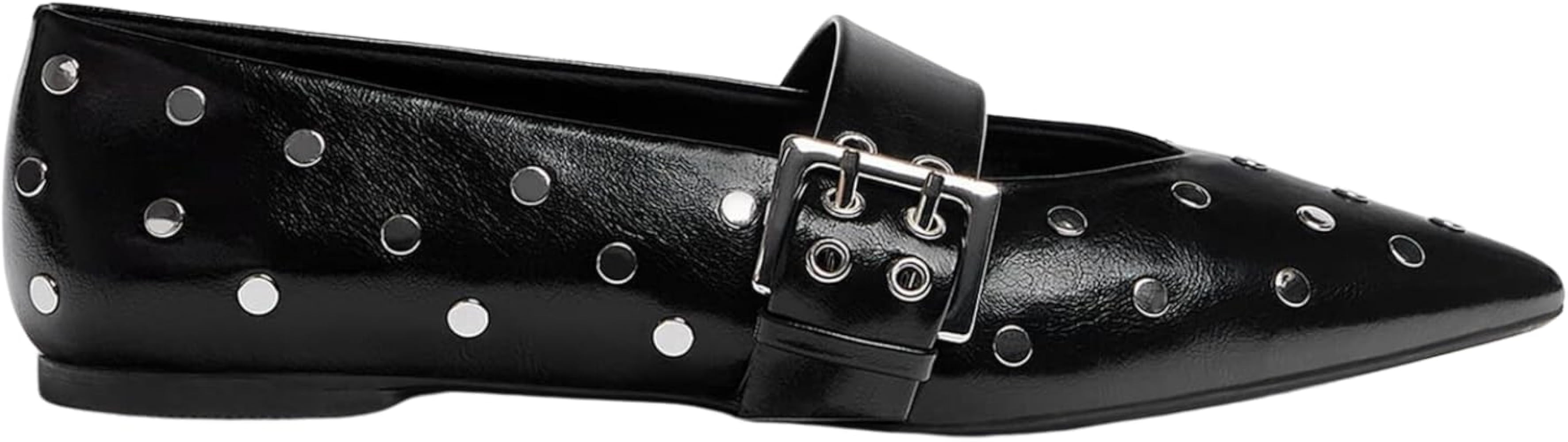 Yishaweiqi Studs Buckle Strap Ballet Flats Shoes for Women Pointed Toe Ballerina Shoes Mary Jane ... | Amazon (US)