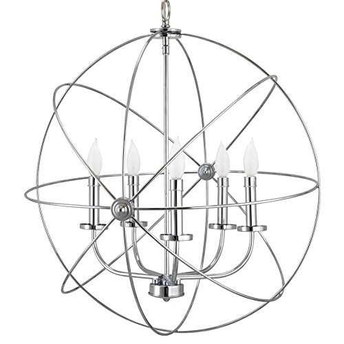 Revel / Kira Home Orbits II Large 24" 5-Light Modern Sphere/Orb Chandelier, Chrome Finish | Amazon (US)