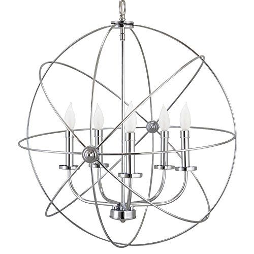 Revel Orbits II Large 24" 5-Light Modern Sphere/Orb Chandelier, Chrome Finish | Amazon (US)