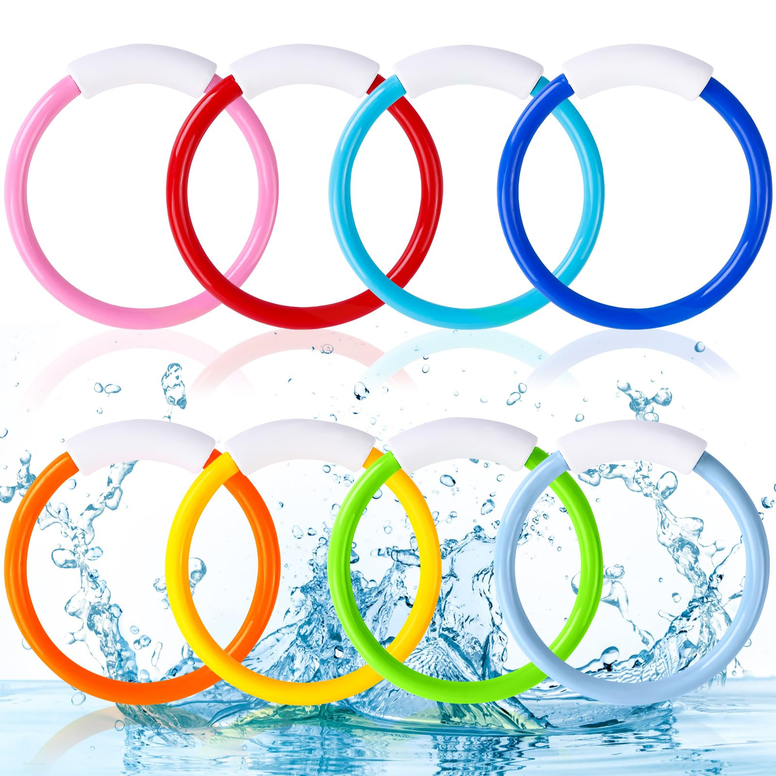 8PCS Pool Diving Swim Toys Colorful Underwater Training Sinking Throwing Dive Rings for Kids Summ... | Amazon (US)