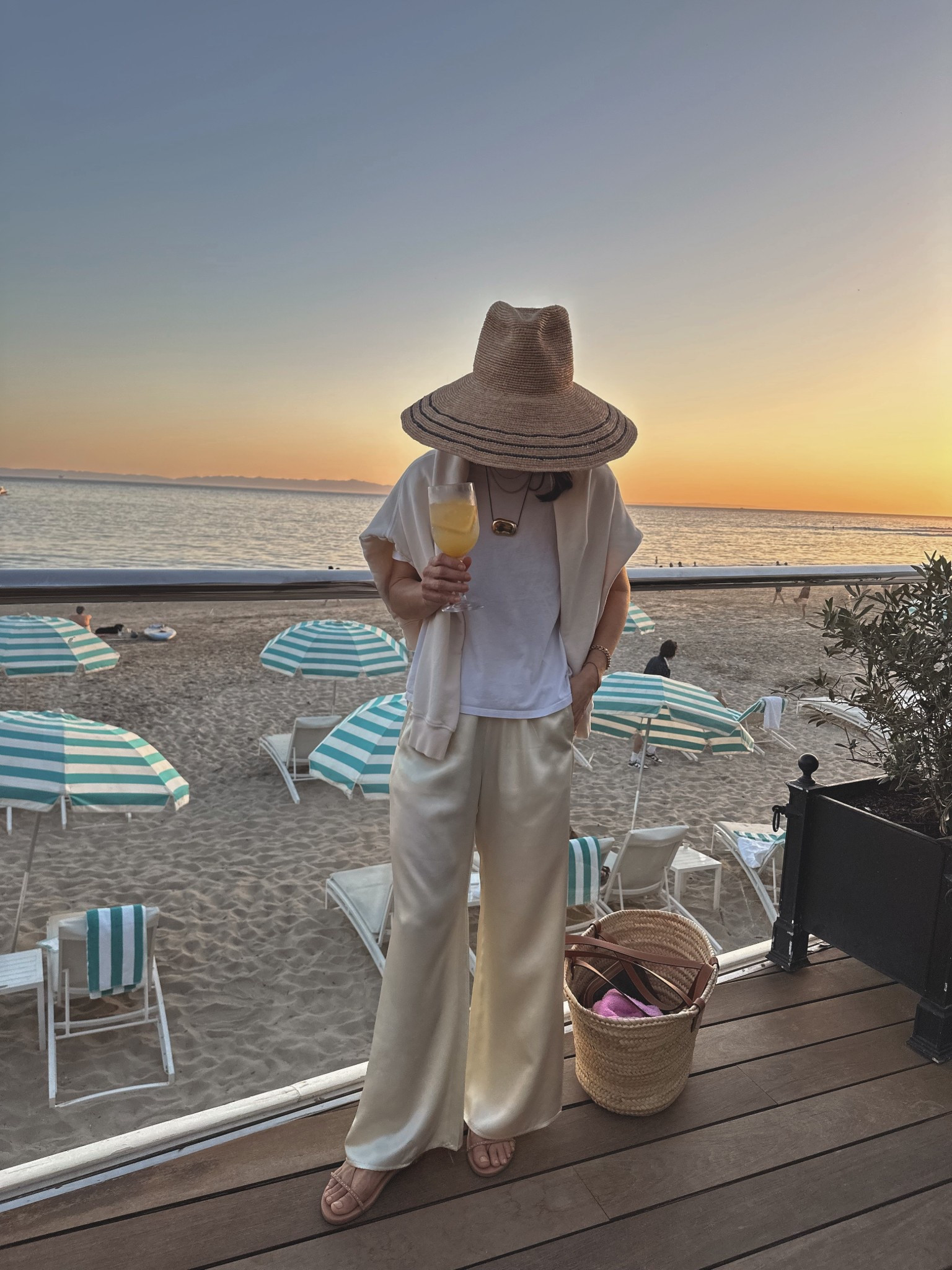 Tonight’s beachside sunset outfit 
Satin pants are short gal friendly in petite sizing, but I sized up 

#LTKPetite #LTKOver40