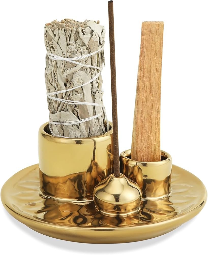 Handmade Ceramic Incense Burner for Palo Santo Incense Sticks, 4 in 1 Multi-Purpose Sage Holder f... | Amazon (US)