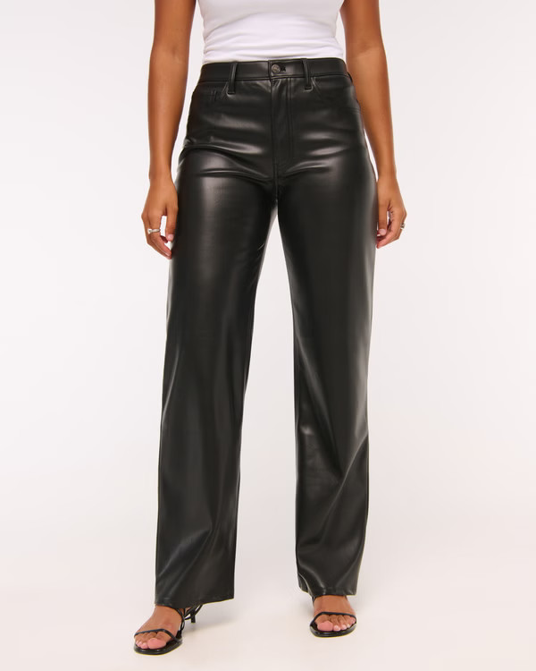 Curve Love High Rise 90s Relaxed Vegan Leather Pant | Abercrombie & Fitch (US)