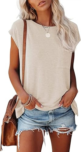 MIROL Women's Short Sleeve Tunic Tops 2024 Basic Loose T Shirts Solid Color Batwing Sleeve Casual... | Amazon (US)