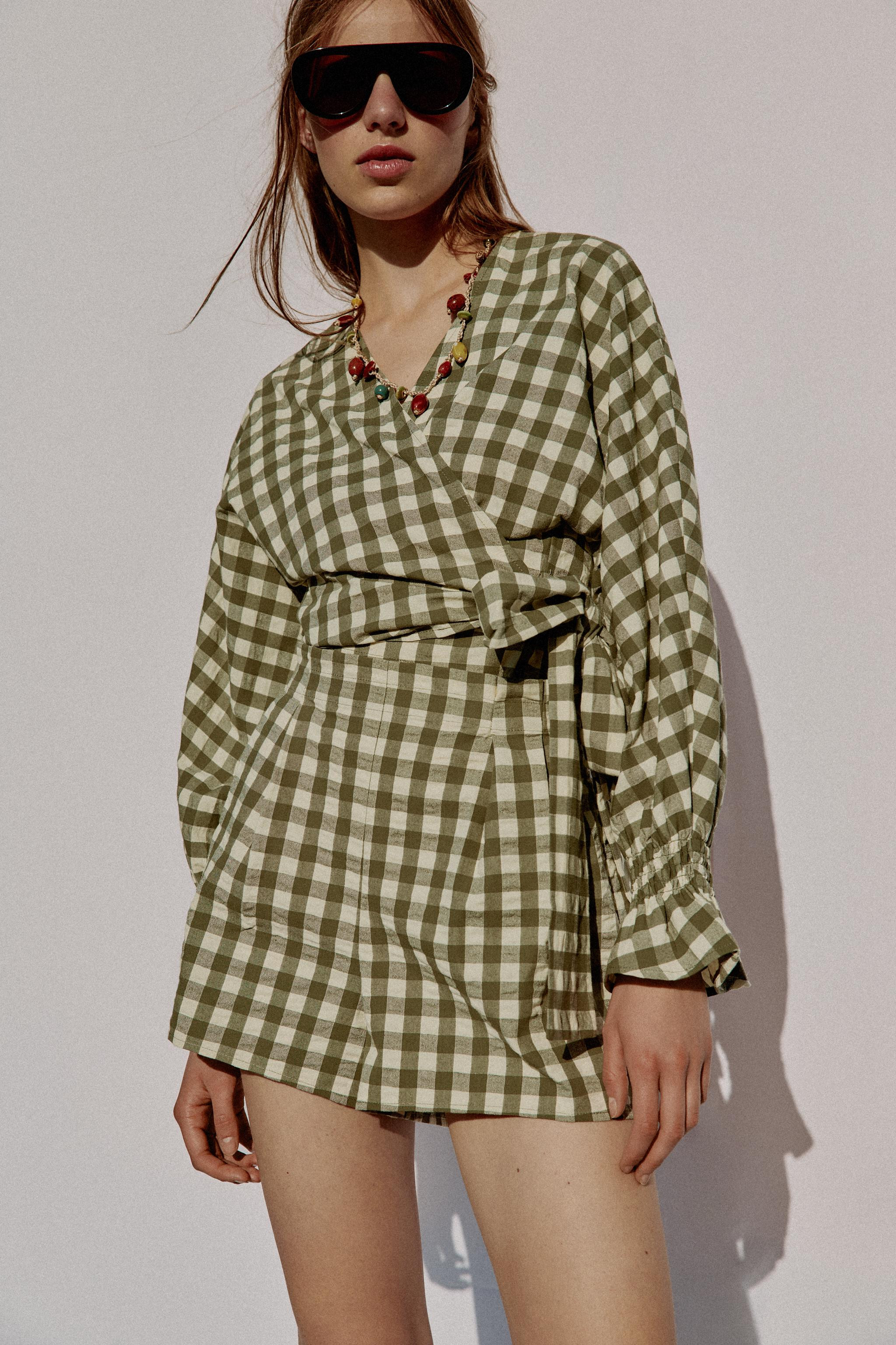 GINGHAM TIE JACKET | Zara UK