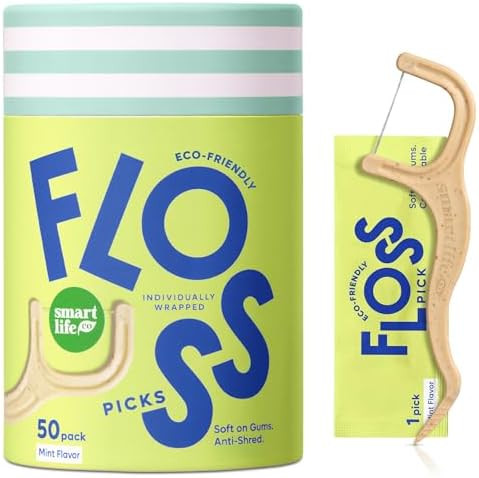 Individually Wrapped Dental Floss Picks (50ct) - Eco-Friendly Flosser Handle Made with Straw Whea... | Amazon (US)