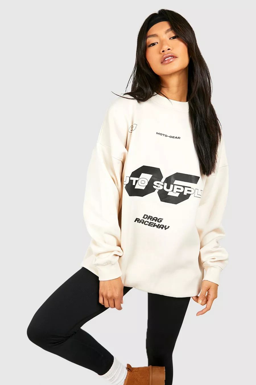 Motorsport Multi Print Oversized Sweatshirt | boohoo (US & Canada)