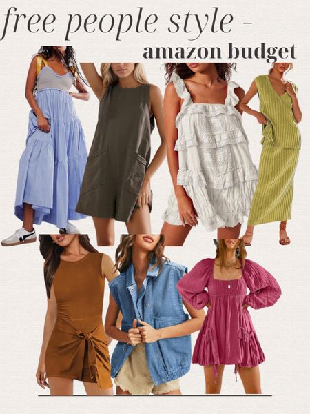 Amazon Free People inspired looks, Amazon finds, style on a budget, Amazon dress, Amazon fashion, mini dress, maxi dress, romper, two piece set, denim vest 

#LTKSaleAlert #LTKStyleTip #LTKFindsUnder50