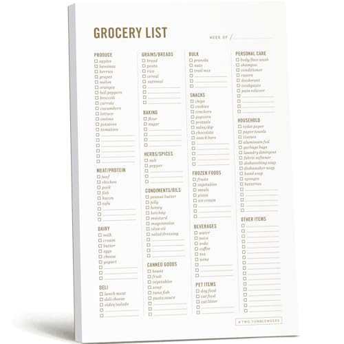 Grocery List Magnet Pad for Fridge - 6 x 9" - Grocery Shopping Checklist Notepad with Categories - 50 Sheets | Amazon (US)