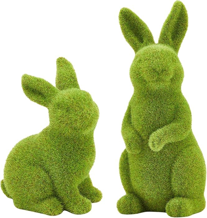 Decorative Decorations for Easter Bunny Gifts, Moss Green Flocking Sculpture, Garden Courtyard Fa... | Amazon (US)