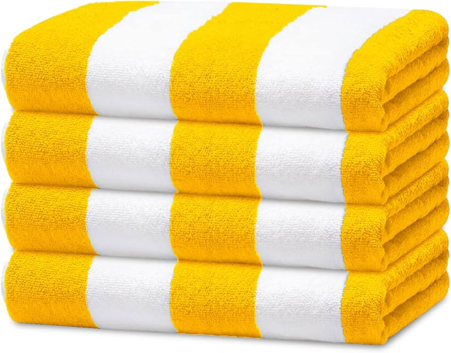 Avalon Towels Cabana Beach Towels 4 Pack (Size 30x60) Inches Oversized, 100% Ring Spun Cotton, Hi... | Amazon (US)