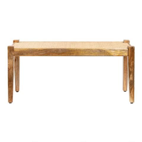 Astrud Wood and Rattan Cane Bench | World Market