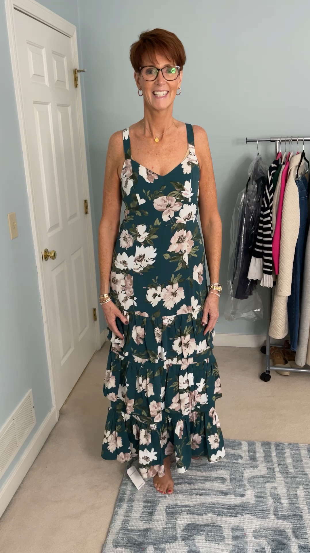 Abercrombie try on
Forest green floral tiered max dress
Wearing a size small tall

Over 50 fashion, tall fashion, workwear, everyday, timeless, Classic Outfits

Hi I’m Suzanne from A Tall Drink of Style - I am 6’1”. I have a 36” inseam. I wear a medium in most tops, an 8 or a 10 in most bottoms, an 8 in most dresses, and a size 9 shoe. 

fashion for women over 50, tall fashion, smart casual, work outfit, workwear, timeless classic outfits, timeless classic style, classic fashion, jeans, date night outfit, dress, spring outfit

#LTKwedding #LTKover40 #LTKstyletip