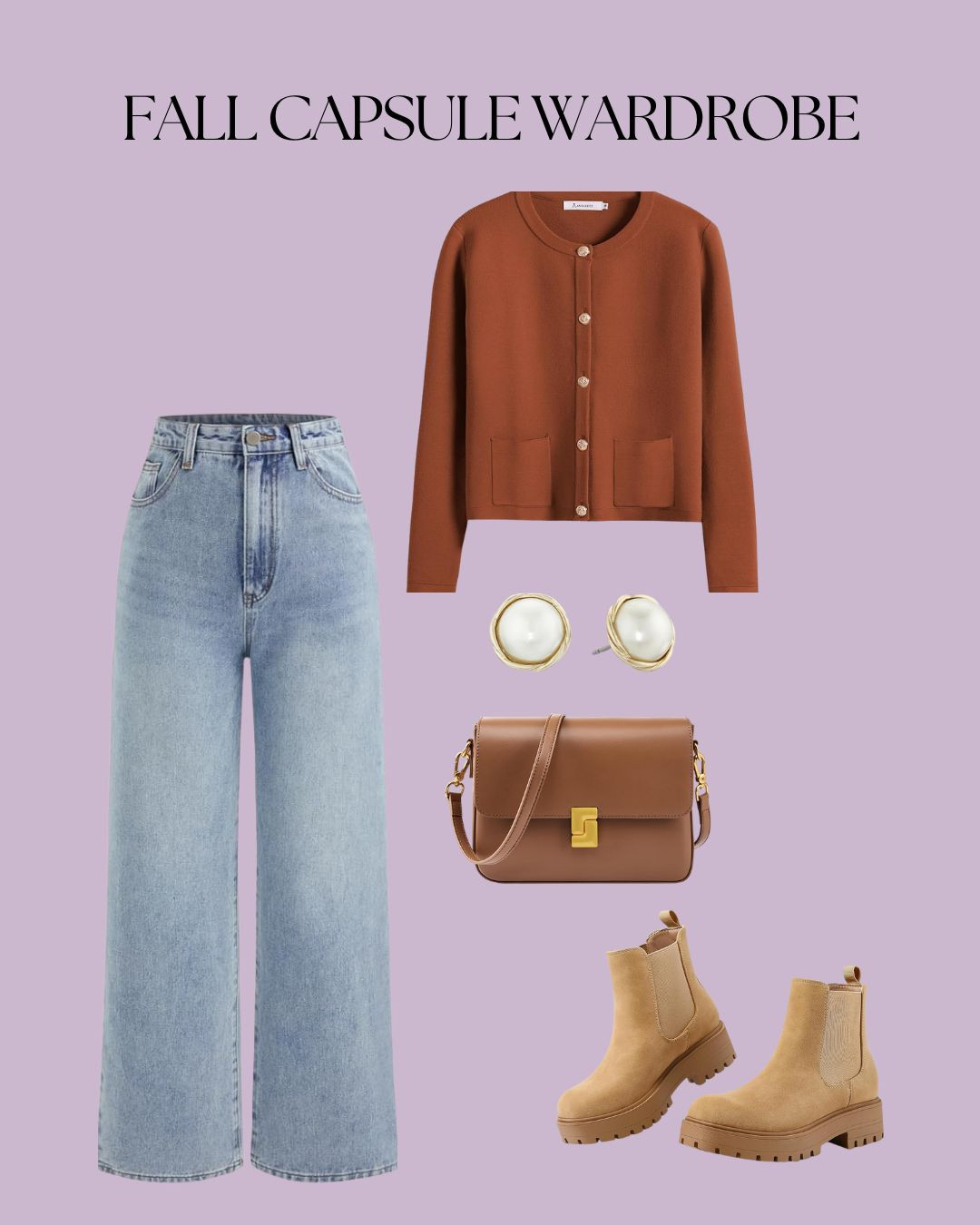 Layered up in this rust striped cropped cardigan from ANRABESS — the perfect pop of fall color. Styled it with light-wash CIDER wide-leg jeans, a brown genuine leather crossbody for that vintage feel, and mysoft Chelsea boots in light brown. Finished the look with gold Anne Klein twisted studs. Cozy, timeless, and perfect for fall days 🍂✨ 

 #LTKSeasonal #LTKFindsUnder100 #LTKStyleTip