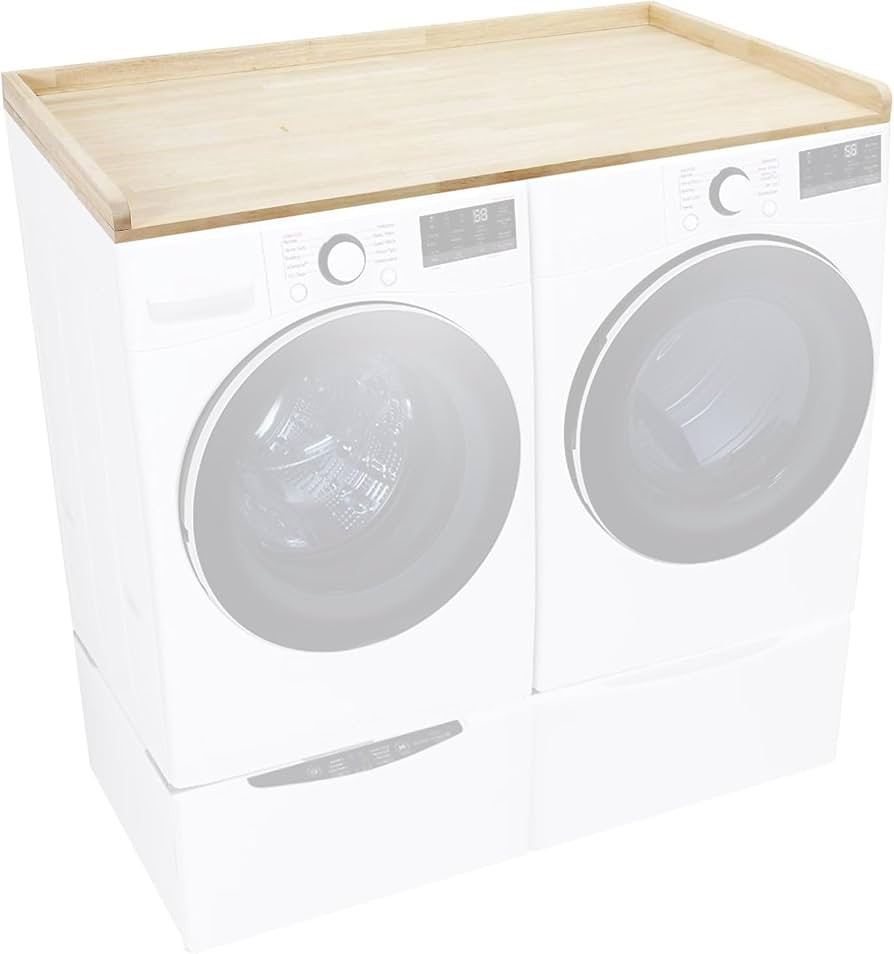 BenchPro Washer Dryer Countertop - Real Wood Butcher Block with Edge Rails - 30" Depth x 54" Widt... | Amazon (US)