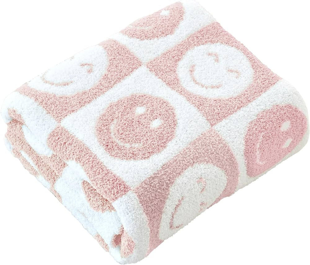Ultra Soft Cozy Happy Smiling Face Checkered Knitted Throw Blanket Fluffy Microfiber Checkerboard... | Amazon (US)