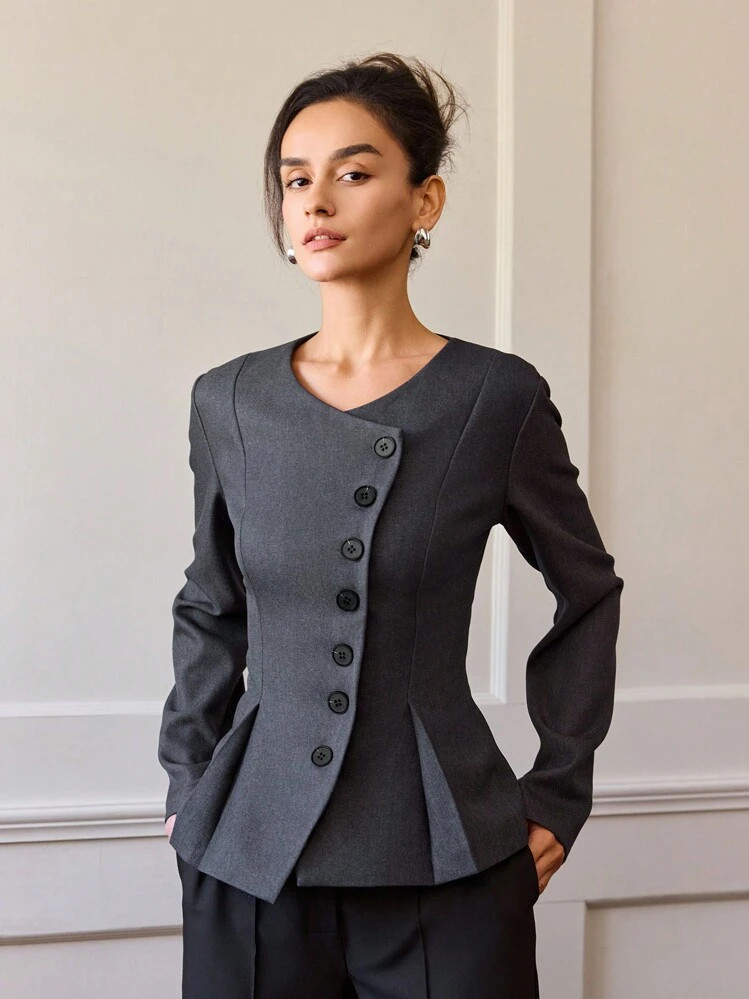 Women Casual Commuting Solid Color Design Suit Jacket | SHEIN