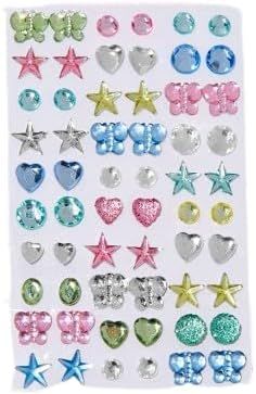 Claire's Stick On Earrings - Girls 3D Sticker Earrings Self-Adhesive Glitter Craft Gem Stickers | Amazon (US)
