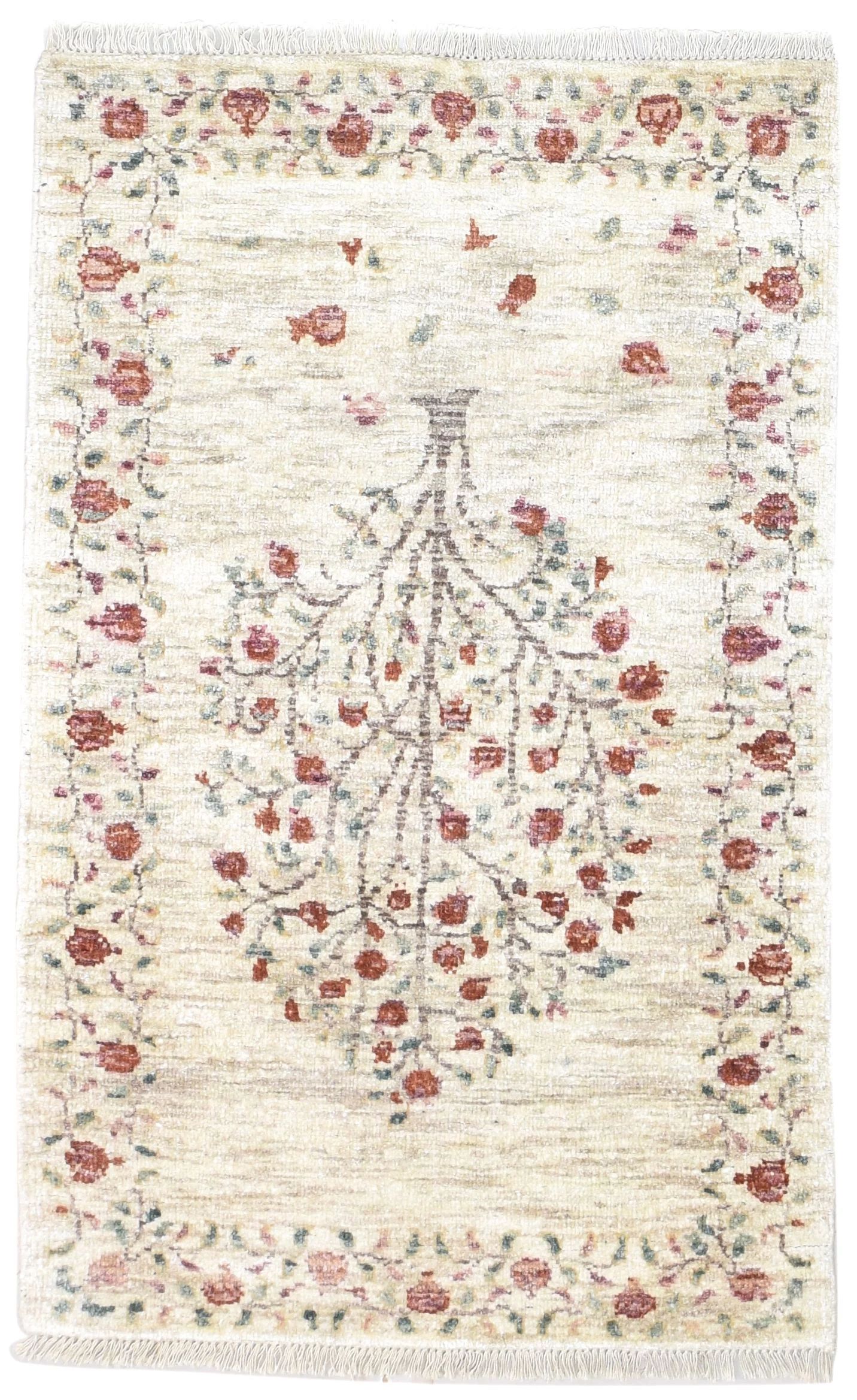 Beige Silk Rug 3X5 Vintage Hand Knotted Moroccan Tree Of Life Room Size Carpet | Walmart (US)