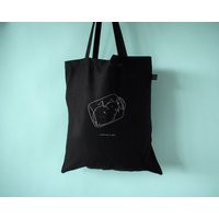 I Should Be A Boat Cat Tote Bag | Hand Screen Printed On Black Organic Cotton With White Illustratio | Etsy (US)