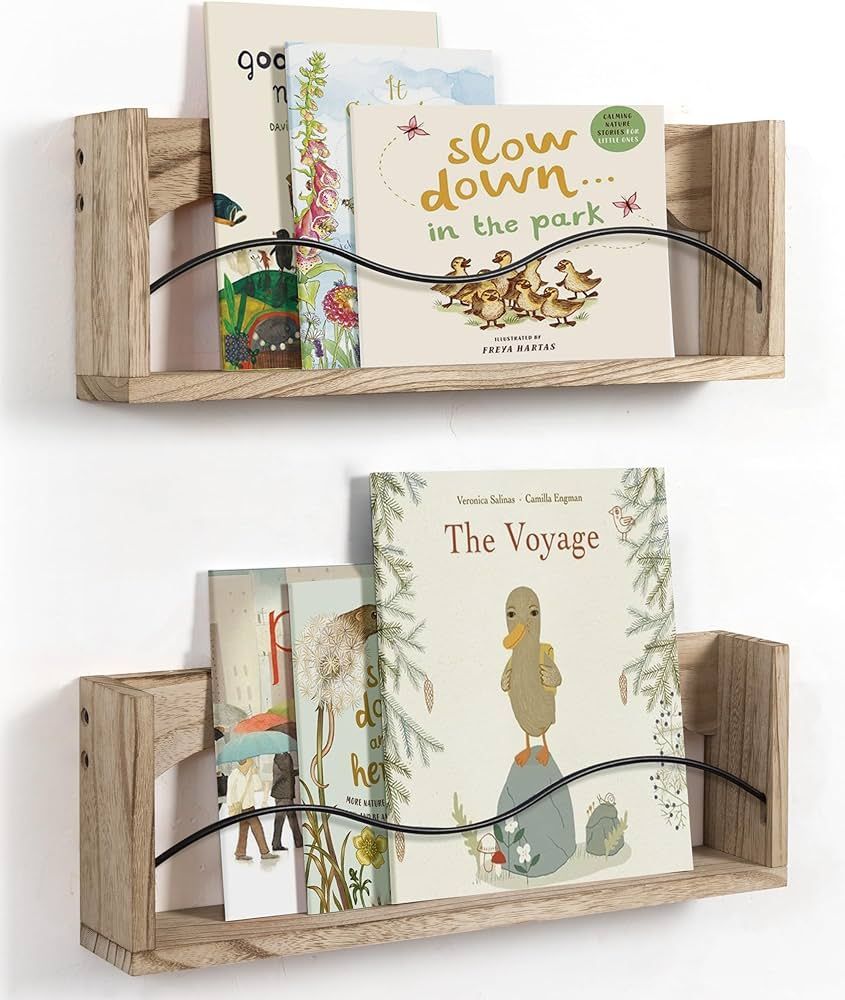 Sapowerntus Nursery Shelves for Wall, Wood Bookshelf Magazine Holder Kids Baby Room Shelf Organiz... | Amazon (US)