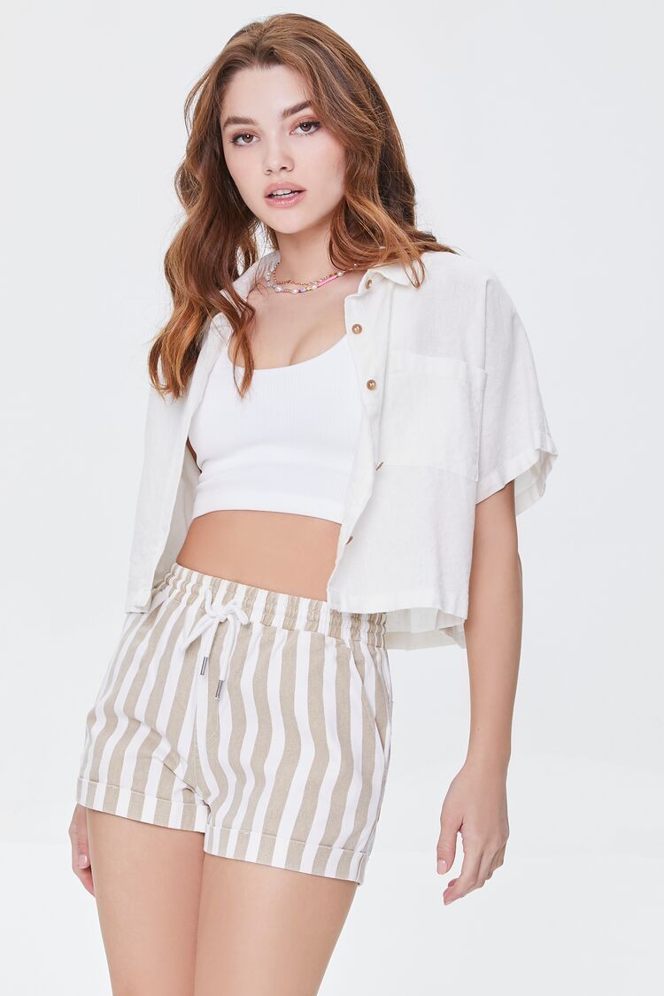 Striped Drawstring Twill Shorts | Forever 21 (US)