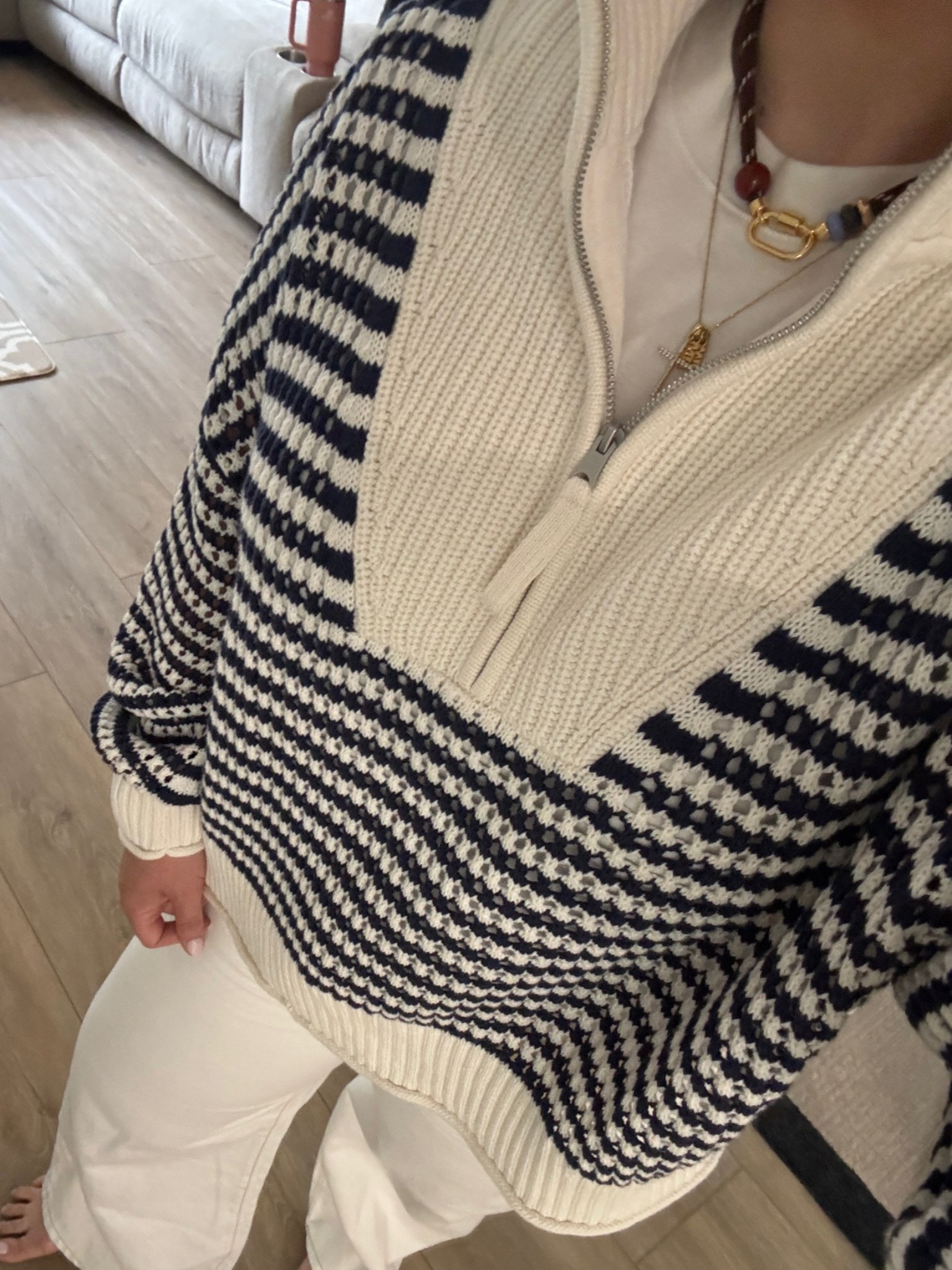Casual summer work ‘fit ✓  This textured half-zip is giving elevated-casual in the best way — pairing it with wide-leg white denim and layered chains for that effortless thrown-together-but-not look. Linking this and similar styles below! 

5’2” | size 8-10 | postpartum | mid-30s

#LTKmomlife #LTKootd #LTKMidsize
