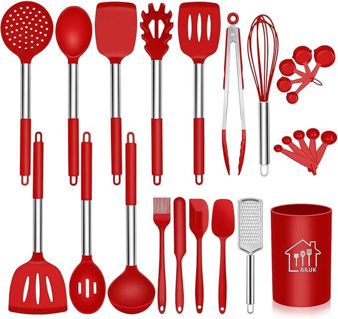 Silicone Cooking Utensil Set,Kitchen Utensils 26 Pcs Cooking Utensils Set,Non-stick Heat Resistan... | Amazon (US)