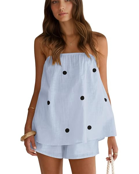 MISSACTIVER Polka Dot 2 Piece Sets for Women Summer Lounge Strapless Tube Top Shorts Set Matching... | Amazon (US)