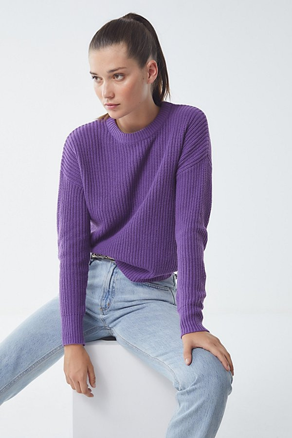 UO Andi Pullover Crew-Neck Sweater - Purple XS at Urban Outfitters | Urban Outfitters (US and RoW)