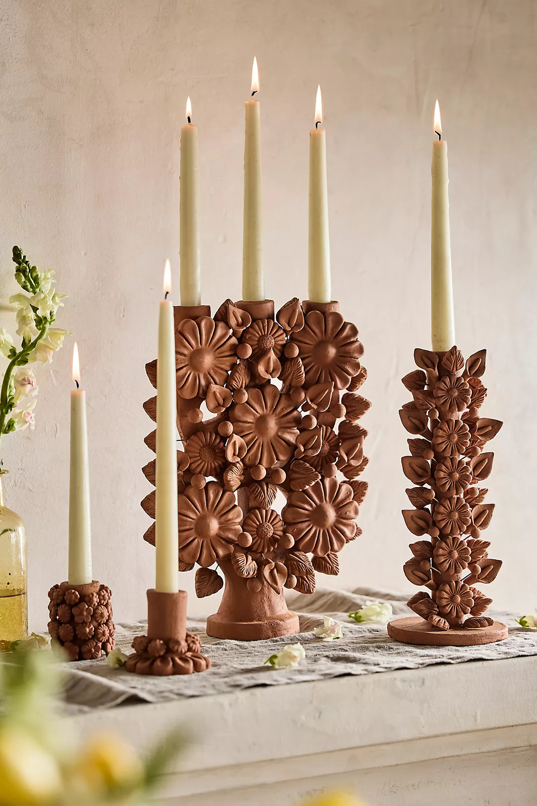 Oaxacan Clay Floral Taper Holder | Anthropologie (US)