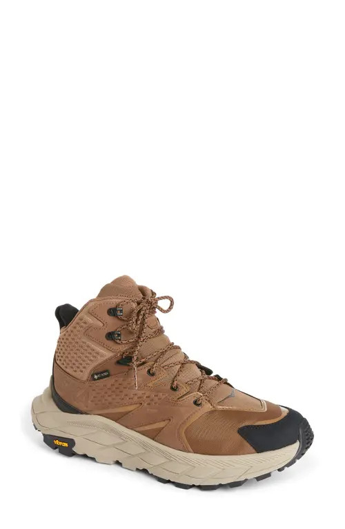 HOKA Anacapa Mid Gore-Tex® Waterproof Hiking Shoe in Otter /Black at Nordstrom, Size 8.5 | Nordstrom