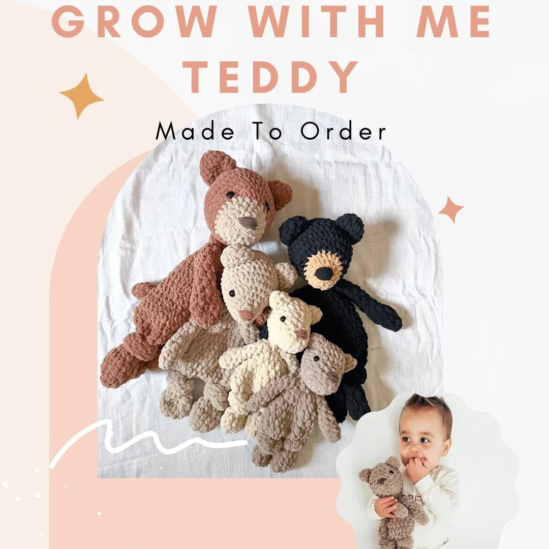 MADE TO ORDER Grow With Me Teddy, Babies First Teddy, Custom Crochet Teddy, Handmade Teddy Snuggl... | Etsy (US)
