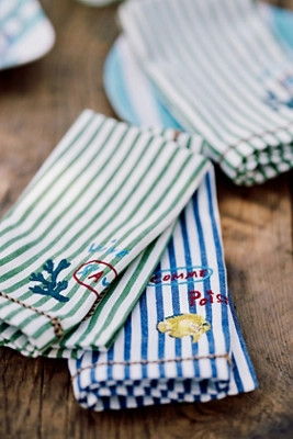 Nathalie Lete By the Sea Embroidered Napkins, Assorted Set of 4 | Anthropologie (US)