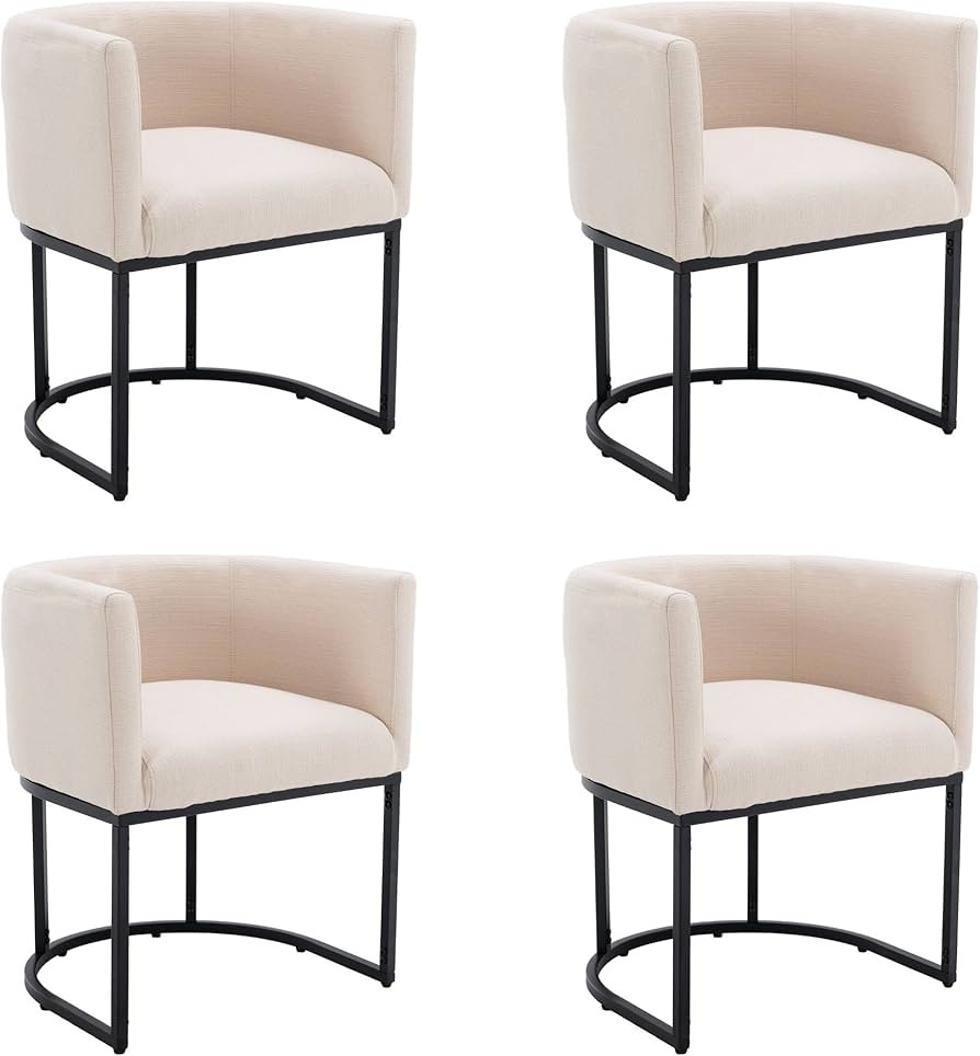Mid Century Modern Dining Chairs Set of 4, Metal Legs Upholstered Kitchen Chairs Accent Armchairs... | Amazon (US)