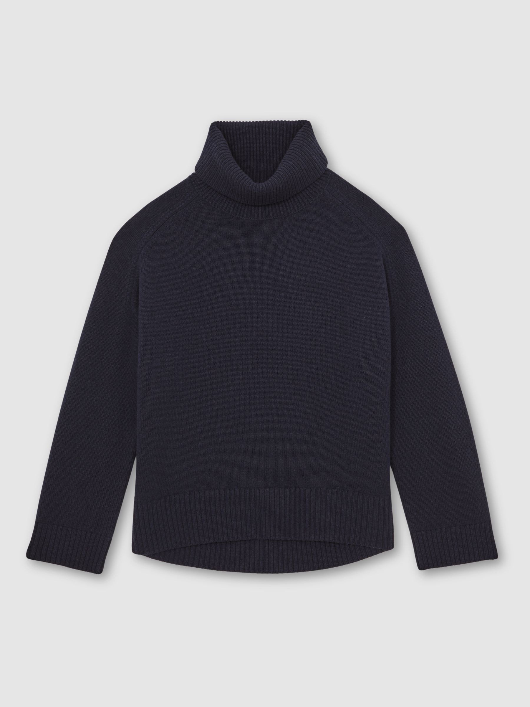 Wool-Cashmere Roll-Neck Jumper in Navy | Reiss DE