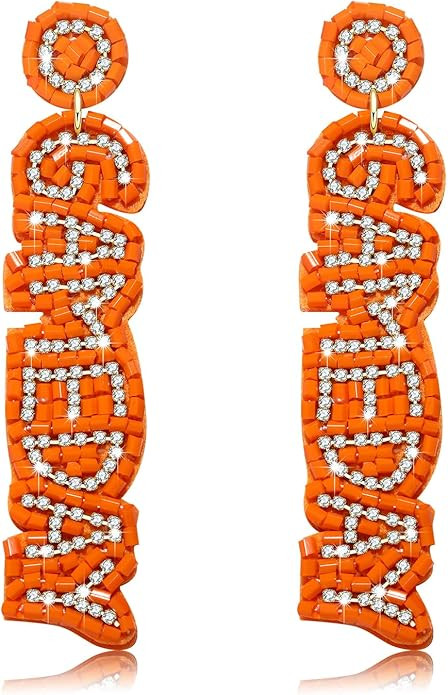 Beaded Letter GAME DAY Drop Dangle Earrings for Women Sports Statement Earrings - Game Day Jewelr... | Amazon (US)
